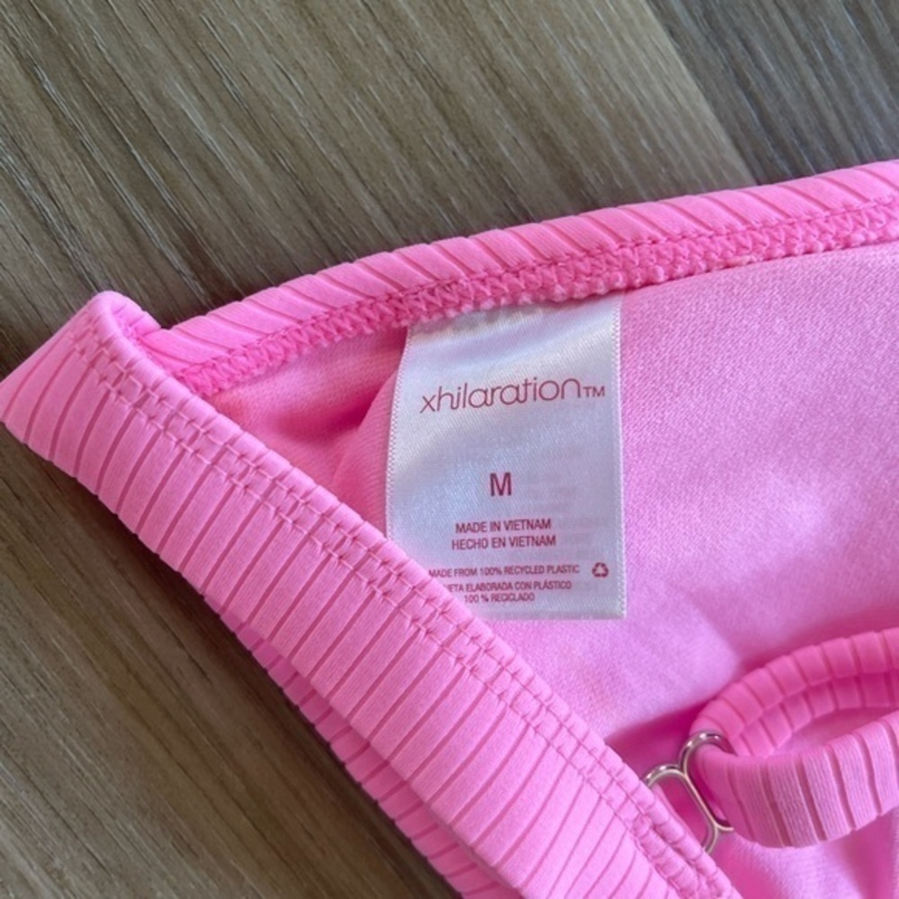 Hot Pink Triangle Ribbed Bikini - Picture 4 of 4